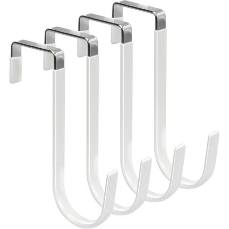 BEBUSINGOTO 4er-Pack Aufhängehaken mit Gummi zur Vermeidung von Kratzern, robuster Organizer für Wohnzimmer, Badezimmer, Küche zum Aufhängen von Kleidung, Handtüchern, Hüten, Taschen, weiß