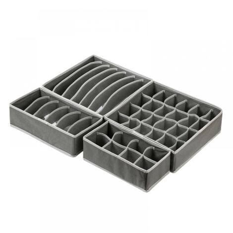 BEBUSINGOTO 4er-Pack Kommodenschubladen-Organizer, faltbare Aufbewahrungsbox, Grau
