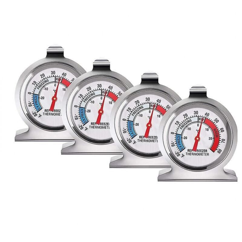 Image of BEBUSINGOTO 4er-Pack Kühlschrank- und Gefrierschrankthermometer, Thermometer mit großem Zifferblatt