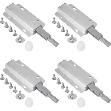 BEBUSINGOTO 4er-Pack magnetischer Türschließerriegel, Türöffner zum Öffnen durch Drücken, magnetischer Türschließermagnet zum Öffnen durch Drücken (Silber)