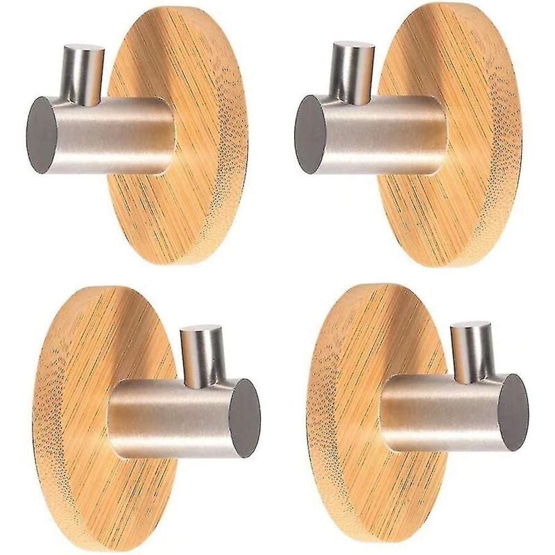 Image of BEBUSINGOTO 4er Set stahlfreie Bademantelhaken aus Bambus