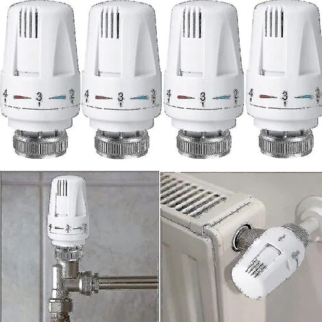 BEBUSINGOTO 4x Controlador de cabezal termostático para radiador Válvula de calefacción de cabezal termostático M30 x 1,5