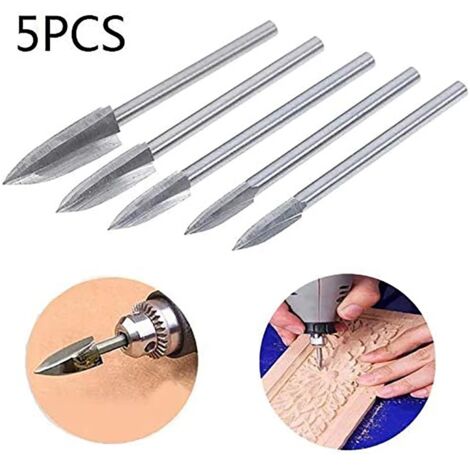 BEBUSINGOTO 5 brocas para grabado de madera, herramientas de tallado para accesorios de herramientas rotativas