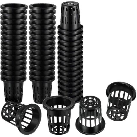 BEBUSINGOTO 50er-Pack 2 Zoll Netzbecher mit Schlitzmaschenweitem Filtereimerkorb für Hydrokultur-Blumentopf