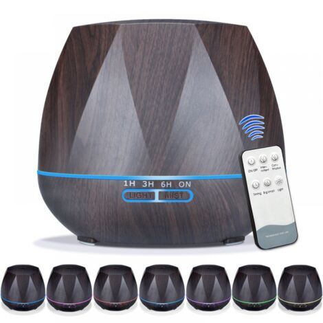 BEBUSINGOTO 550 ml Diffusor für ätherische Öle, verbesserte 6-in-1-Fernbedienung, Ultraschall-Luftbefeuchter mit kühlem Nebel für Aromatherapie, 7 farbwechselnde Stimmungslichter