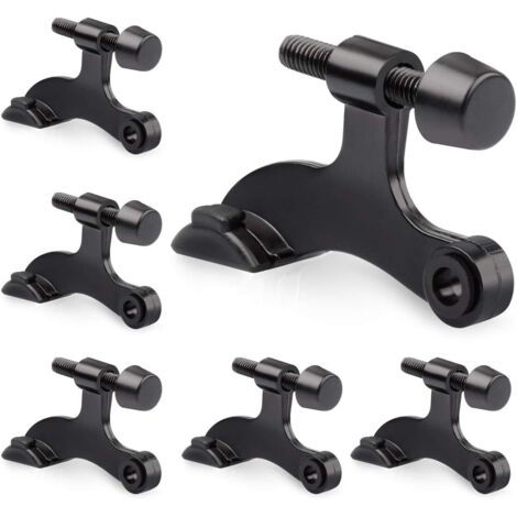 BEBUSINGOTO 6er-Pack schwarze Türstopper mit Scharnierstiften – robuster, verstellbarer Türstopper mit Scharnierstiften und schwarzen Gummipufferspitzen