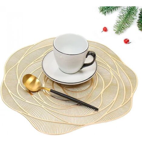 BEBUSINGOTO 6er-Set, waschbare PVC-Tischsets, runde Vinyl-Tischsets, Weihnachten, Hochzeit, Abendessen, Restaurant, Hotel, 6 Stück