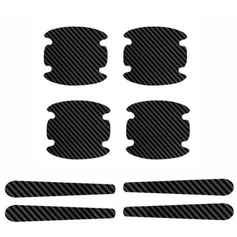 BEBUSINGOTO 8 piezas pegatinas universales de fibra de carbono antiarañazos para manijas de puertas de coche, autoadhesivas, que no dejan marcas.