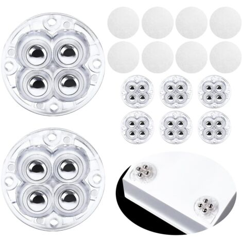 BEBUSINGOTO 8 ruedas giratorias mini autoadhesivas, universales con 4 bolas de acero, resistentes.