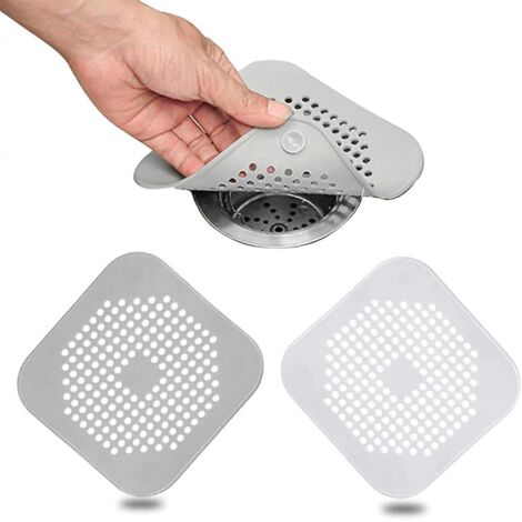 BEBUSINGOTO Abflussschutz aus Silikon mit Saugnapf, für Küche und Bad, 14 x 14 cm, 2 Stück