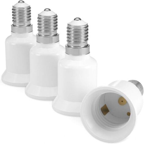 BEBUSINGOTO Adaptador de casquillo 4x - Convertidor de casquillo E14 a E27 - Adaptador de portalámparas con base E27 para bombilla LED halógena