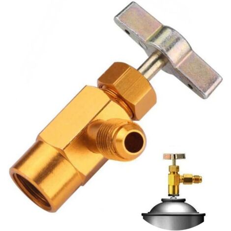 BEBUSINGOTO Adaptadores de refrigerante R134A, adaptador de rosca SAE de 1/4", grifo de refrigerante R-134 para CA, herramienta de rosca para válvula Acme de 1/2", abridor de botellas para colector d