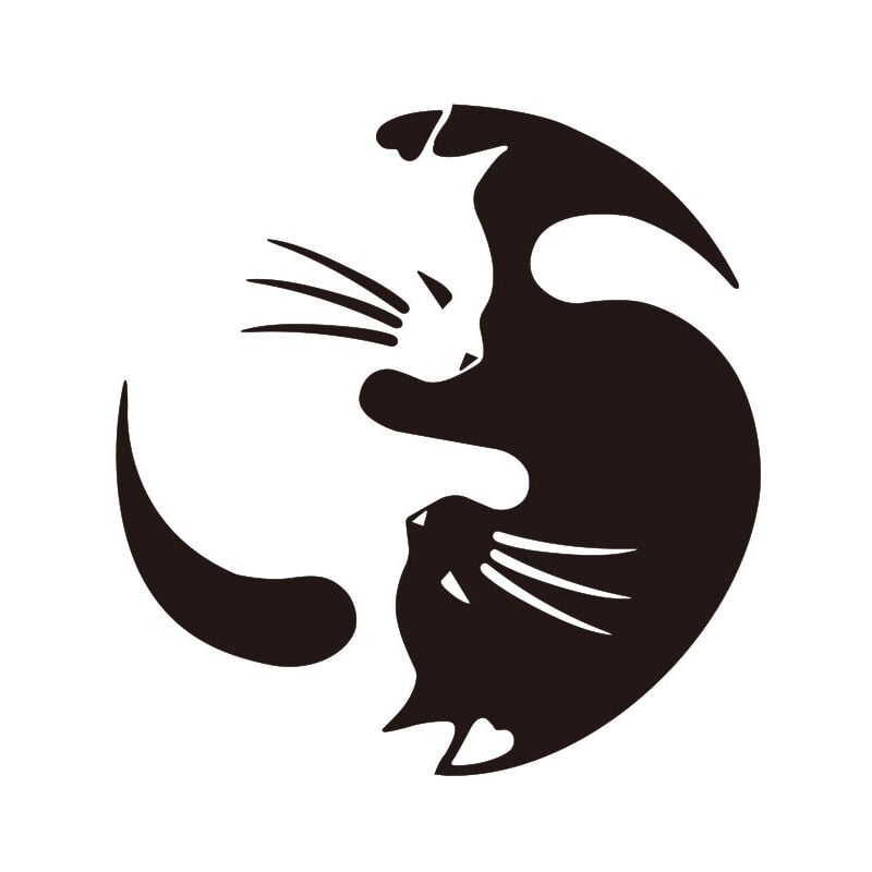 Image of Bebusingoto - Adesivi in vinile per auto, parete e laptop con scritta 'yin yang cats' e scritta 'Cat Lover', set da 2 pezzi
