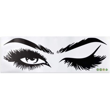 BEBUSINGOTO Adhesivo de pared con pestañas, cejas, salón de belleza, adhesivo extraíble para habitación de niña, vinilo decorativo para el hogar (negro)