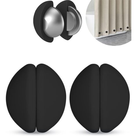 BEBUSINGOTO Aimants pour Rideau de Douche - Poids Anti-Flottement en Silicone, Résistants à la Rouille, Fixation Facile, Empêchent la Doublure de Bouger (Noir - 1 Paires)