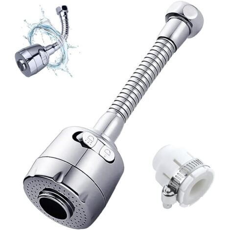 BEBUSINGOTO Aireador de grifo giratorio de 360°, eyector de filtro ajustable para ahorro de agua, ideal para cocina y baño. Cabezal de boquilla flexible (largo).