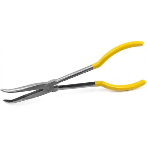 BEBUSINGOTO Alicates de punta curva, alicates de acero extra largos con curva, 45 curvas, 11" / 280 mm