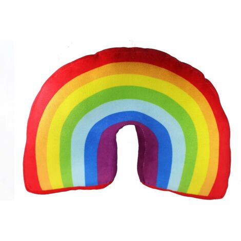 BEBUSINGOTO Almohada arcoíris de 13,7 pulgadas para niñas, decoración de cama infantil, cojín de peluche arcoíris para sofás y sillas.