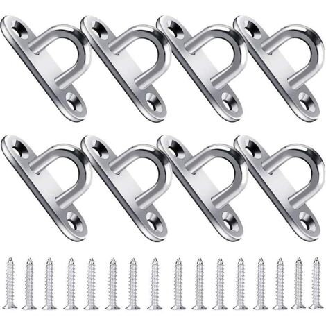 BEBUSINGOTO Almohadilla de ojal, placa de ojal de acero inoxidable, con 16 tornillos y tapas de plástico, carga hasta 40 kg (8 piezas, M5)