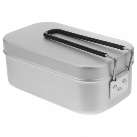 BEBUSINGOTO Aluminium-Lunchbox mit Deckel, Lebensmittelbehälter, Lunchbox für Camping-Picknick im Innen- und Außenbereich (Silber)