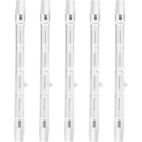 BEBUSINGOTO Ampoule crayon halogène R7s à intensité variable, 100w, 118mm, blanc chaud 2800k, R7s, projecteur linéaire 1500lm, Ac220-240v (5 pièces)