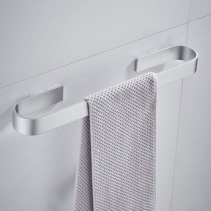 BEBUSINGOTO (Argent, 40 cm) Porte-serviettes mural sans perforation, rails antirouille, serviettes de bain, porte-vêtements, porte-serviettes de