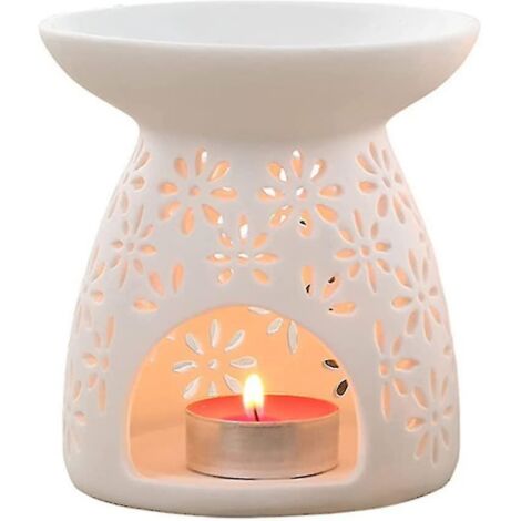 BEBUSINGOTO Aromatherapie-Diffusor, Öllampe, Teelicht, Keramik-Blumenmuster, Duftöl, Teelichthalter, Teelicht, Öl, Aromabrenner