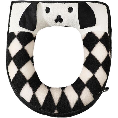 BEBUSINGOTO Asiento de inodoro grueso con diseño de perro de dibujos animados, asiento de inodoro universal de felpa gruesa, anillo de inodoro, tapa de inodoro