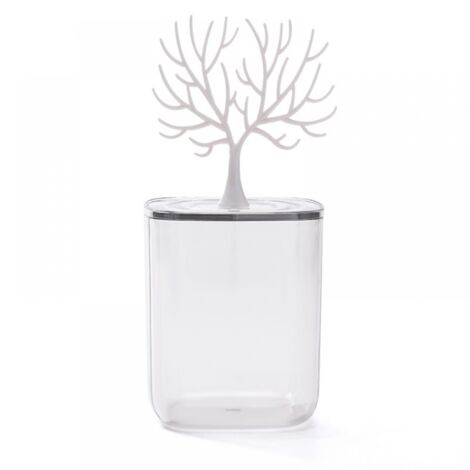 BEBUSINGOTO Aufbewahrungsbox für Wattestäbchen, transparent, wasserdicht, mit Deckel, für Baumdekoration, Weiß, 2 Stück