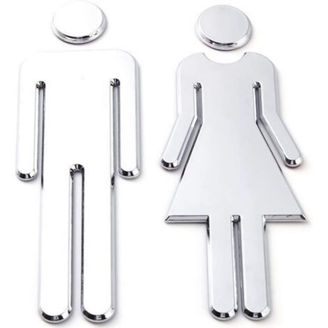 BEBUSINGOTO Autocollants de toilettes, 12 x 4 cm, panneaux de toilettes avec symboles pour hommes et femmes, faciles à coller, panneaux de toilettes pour hommes et femmes