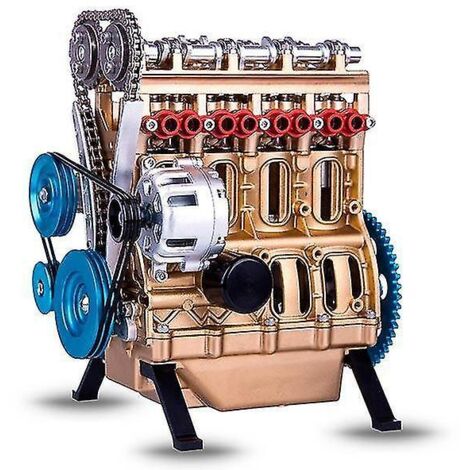 BEBUSINGOTO Automotor-Ornament, V4, 4-Zylinder-Automotor-Modell, Harz-Ornament, mechanische Dekoration