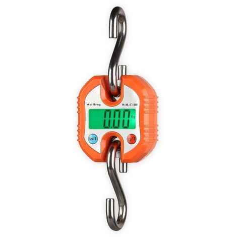 BEBUSINGOTO Báscula digital para equipaje - 3 unidades de medida - Valor en dos partes (0-100 kg/50 g, 100-150 kg/100 g, naranja)