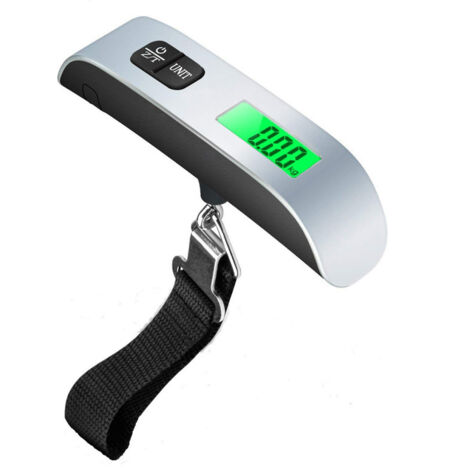 BEBUSINGOTO Báscula electrónica para equipaje, báscula portátil para maletas de viaje, función de medición de temperatura, función de tara, máx. 50 kg/110 lb para viajes.