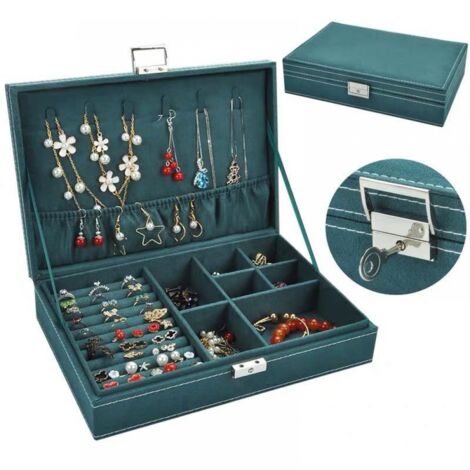 BEBUSINGOTO Boîte de rangement de bijoux en velours de grande capacité