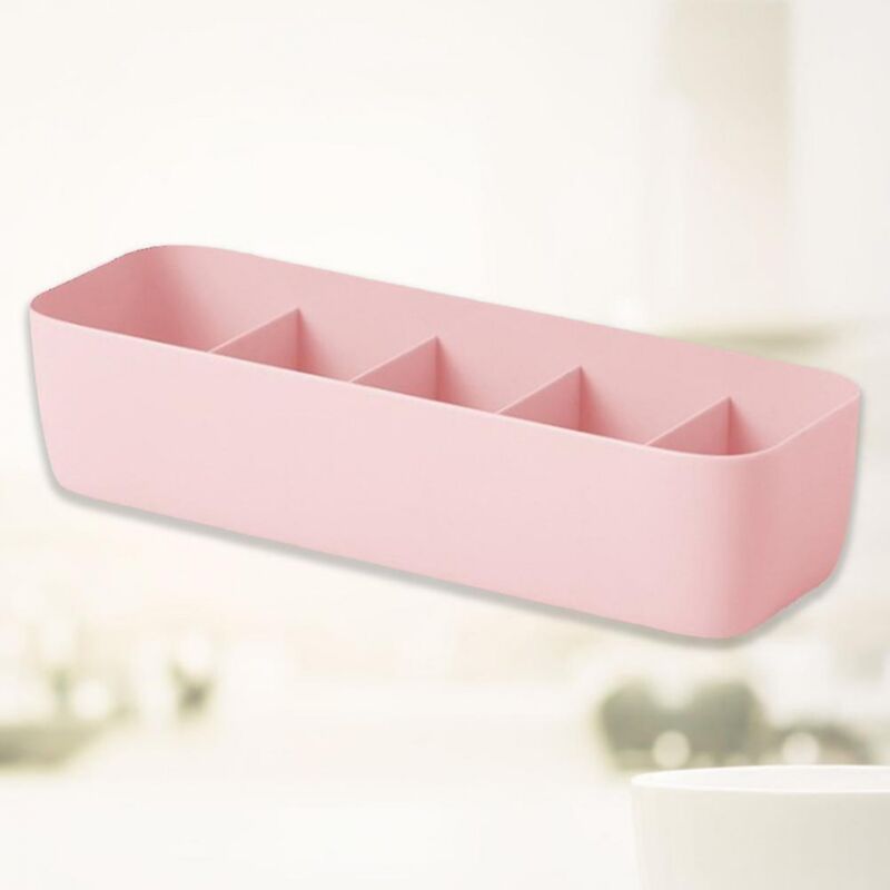 BEBUSINGOTO Boîte de rangement pour chaussettes empilable en plastique pour chambre à coucher avec cinq compartiments Rose