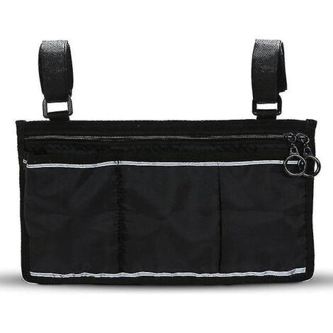 BEBUSINGOTO Bolsa lateral para silla de ruedas con accesorio para tus dispositivos móviles (negro)