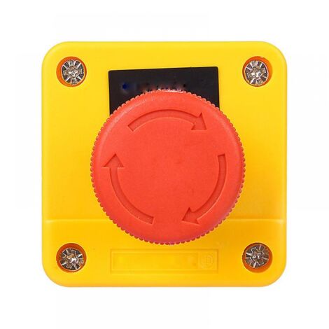 BEBUSINGOTO Bouton de verrouillage de boîte de commande 10a, bouton de commutation d'urgence, boîtier métallique en plastique, signe de champignon rouge, bouton d'arrêt d'urgence