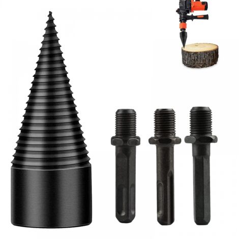 BEBUSINGOTO Broca para madera, cortadora de troncos de 42 mm para leña, broca helicoidal, cortadora cónica