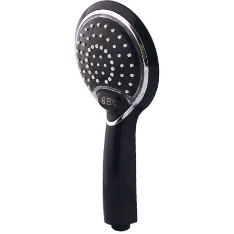 BEBUSINGOTO Cabezal de ducha, cabezal de ducha de mano LED de 3 colores, pantalla digital de temperatura, cabezal de ducha para baño, gel de baño