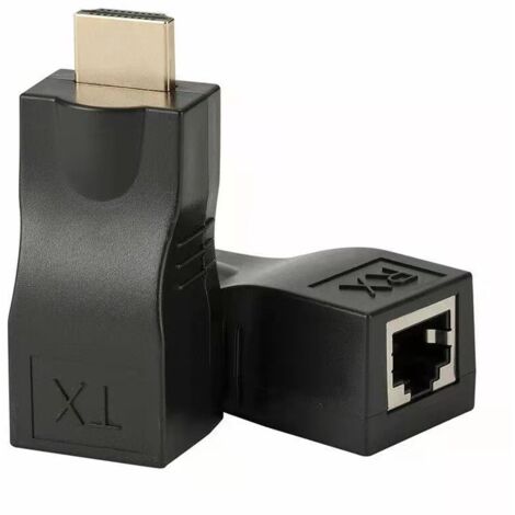 BEBUSINGOTO Cable de extensión de red RJ45 a HDMI 1.4, 30 m sobre LAN Ethernet Cat 5e/6. Convertidor RJ45 HDMI Cat 3D 4K compatible con PS3, HDTV, HDPC y STB (1 par)