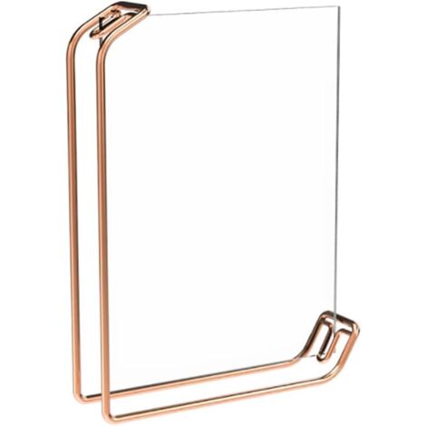 BEBUSINGOTO Cadre photo en acrylique or rose double face, présentoir de menu A4, support en métal pour cadre photo horizontal et vertical (or rose, 8,2 x 11,6)