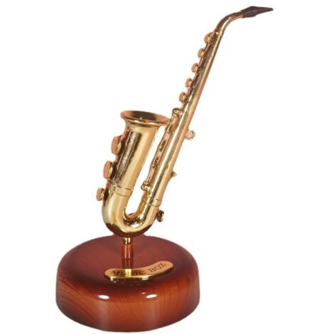 BEBUSINGOTO Caja de música clásica de saxofón, estatua francesa, caja de música retro con manivela, adornos para el hogar.