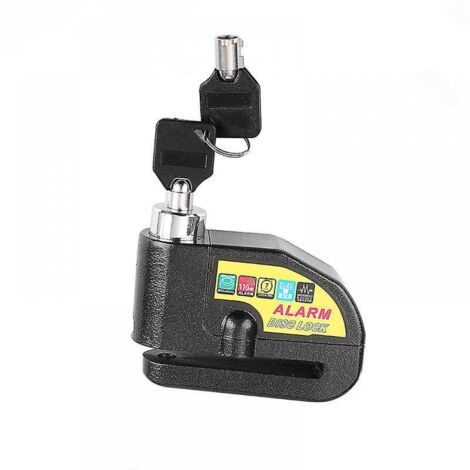 BEBUSINGOTO Candado de disco con alarma antirrobo para motocicleta, scooter, 110 dB, 2 llaves, cable antirrobo de 1,5 m y bolsa (negro).