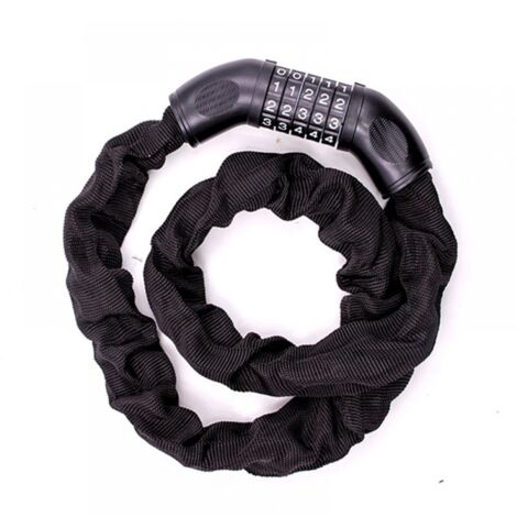 BEBUSINGOTO Candado para bicicleta con cadena y combinación de 5 dígitos, 97,2 cm, paquete de 1, negro
