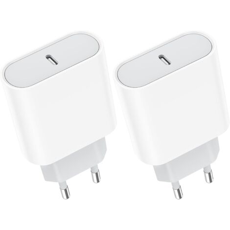 BEBUSINGOTO Cargador rápido USB C de 20 W para iPhone 15/14, Galaxy y Pixel (paquete de 2) con adaptador de corriente de pared USB-C tipo C