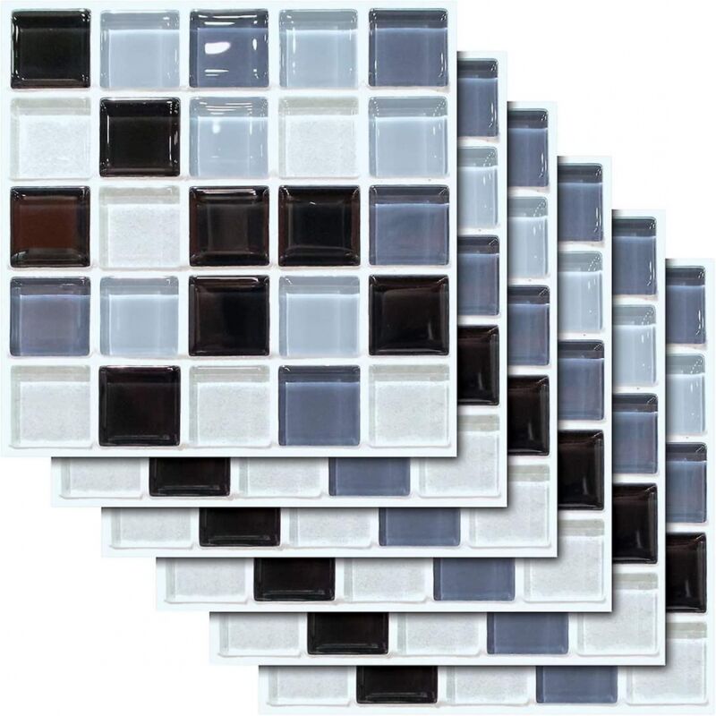 BEBUSINGOTO Carrelage auto-adhésif en mosaïque, 30 pièces, autocollant mural imperméable, décoratif, carreaux de ciment, Design 20x20cm