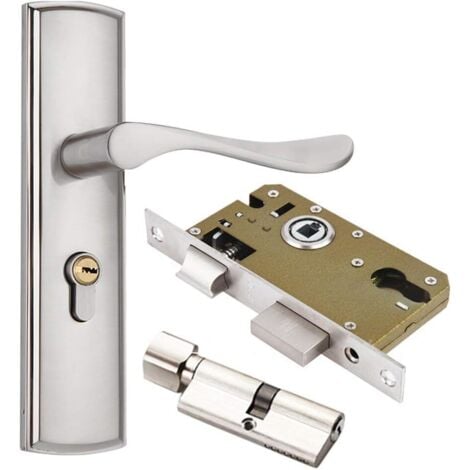 BEBUSINGOTO Cerradura de puerta de acero inoxidable, cerradura de manija de puerta de dormitorio, cerradura de manija de puerta de baño silenciosa, cerradura de manija de puerta simple