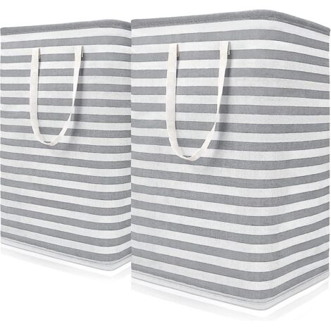 BEBUSINGOTO Cestas de lavandería de 75 l (paquete de 2), cesta de lavandería independiente con asas largas reforzadas, cesta de lavandería grande impermeable, plegable y ligera.