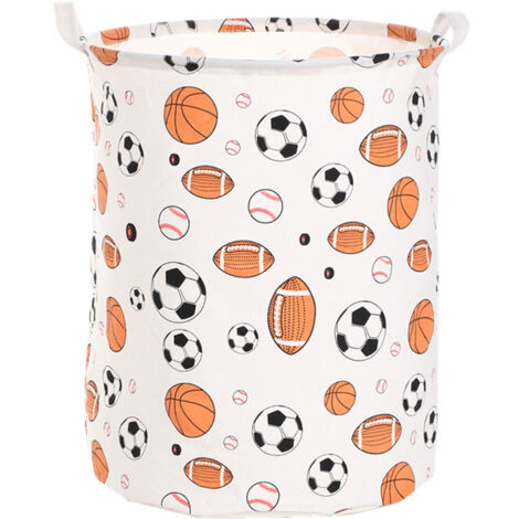 BEBUSINGOTO Cesto de ropa sucia grande, plegable, para niños, con funda, para pelota deportiva, lona impermeable, plegable, para guardar juguetes (fútbol, baloncesto)