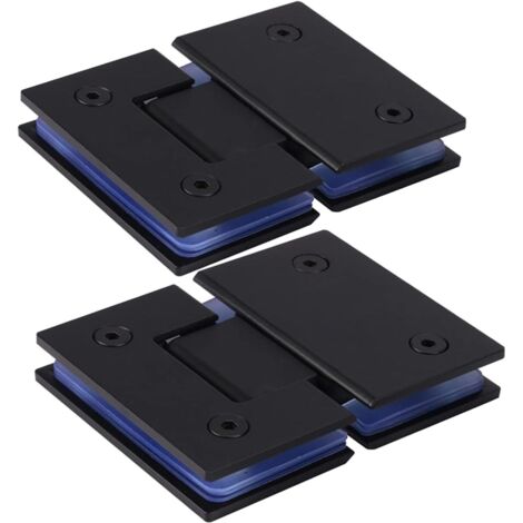 BEBUSINGOTO Charniere Pporte Verre à 180 degrés, Supports en Verre, Ouverture et Fermeture à 180 Degrés, Charniere Porte Inoxydable,Convient Pour Charnière Pliante en Verrede 6 à 12 mm (2 pièces noir